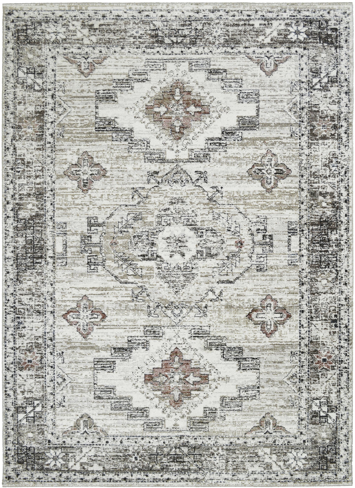 Athens Santana Ivory 5'3" Round Polyester Machine Loomed Area Rug 12mm pile height