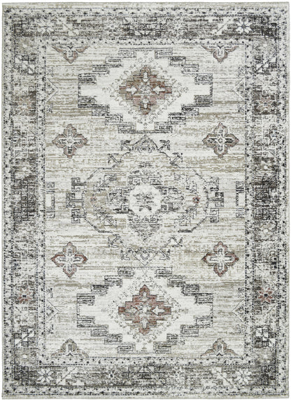 Athens Santana Ivory 5'3"x7'10" Polyester Machine Loomed Area Rug 12mm pile height