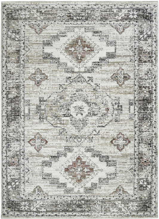 Athens Santana Ivory 9'2"x12'6" Polyester Machine Loomed Area Rug 12mm pile height