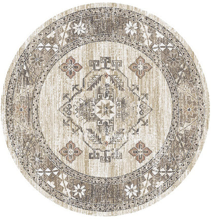 Athens Santana Ivory 7'10" Round Polyester Machine Loomed Area Rug 12mm pile height