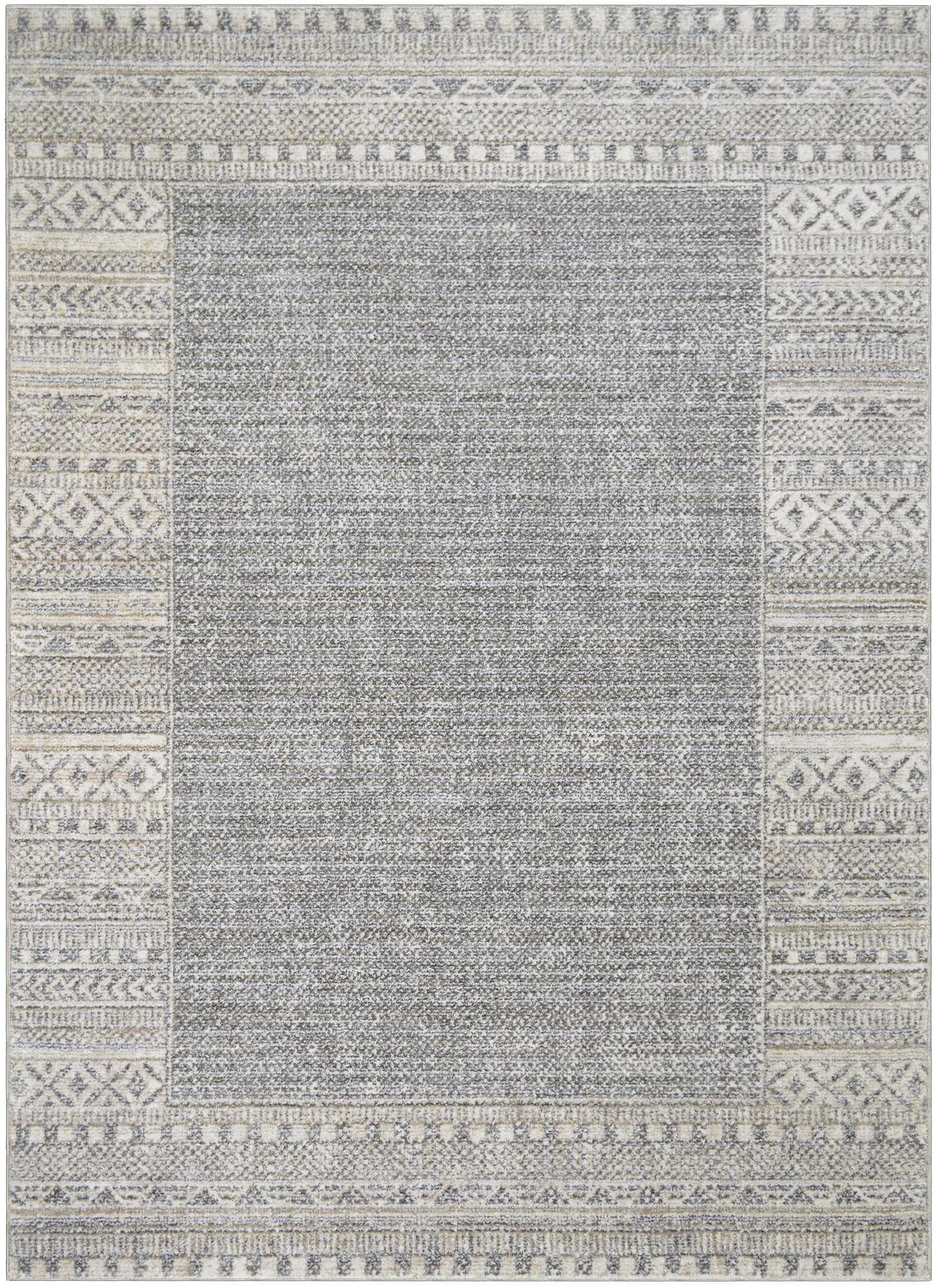 Athens Kavala Gray 5'3"x7'10" Polyester Machine Loomed Area Rug 12mm pile height