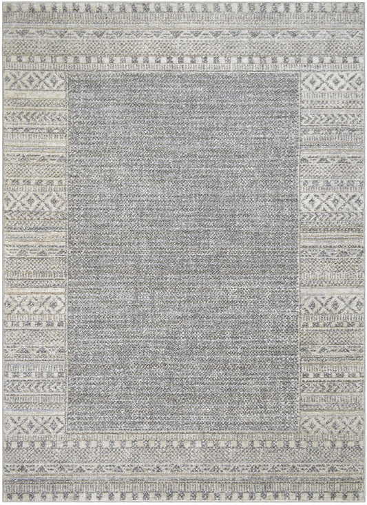 Athens Kavala Gray 5'3"x7'10" Polyester Machine Loomed Area Rug 12mm pile height