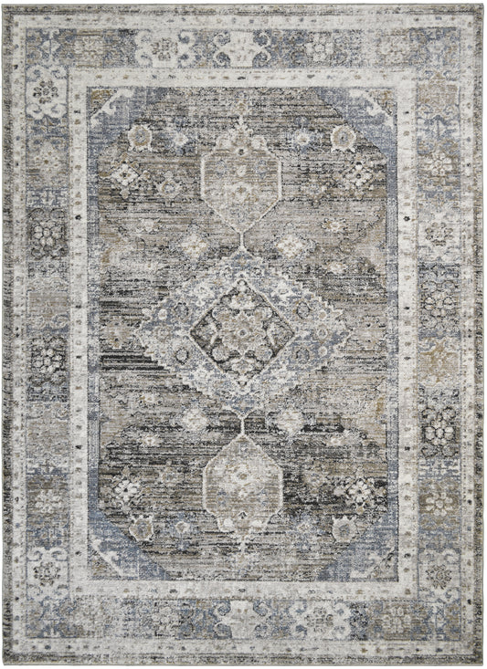 Athens Kastoria Taupe 5'3" Round Polyester Machine Loomed Area Rug 12mm pile height