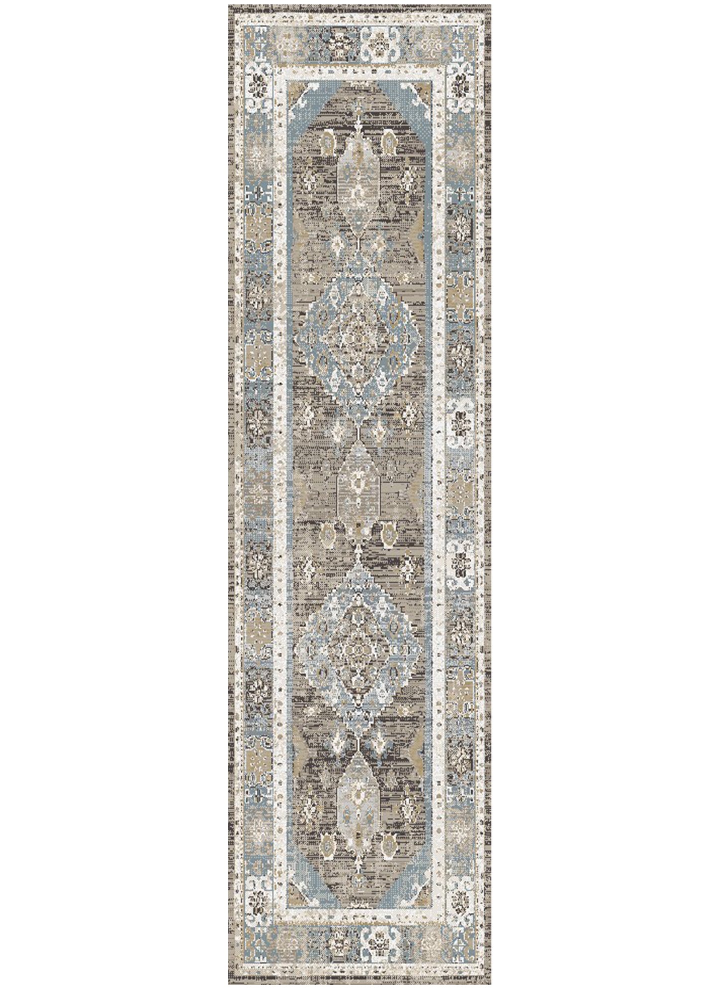 Athens Kastoria Taupe 7'10" Round Polyester Machine Loomed Area Rug 12mm pile height