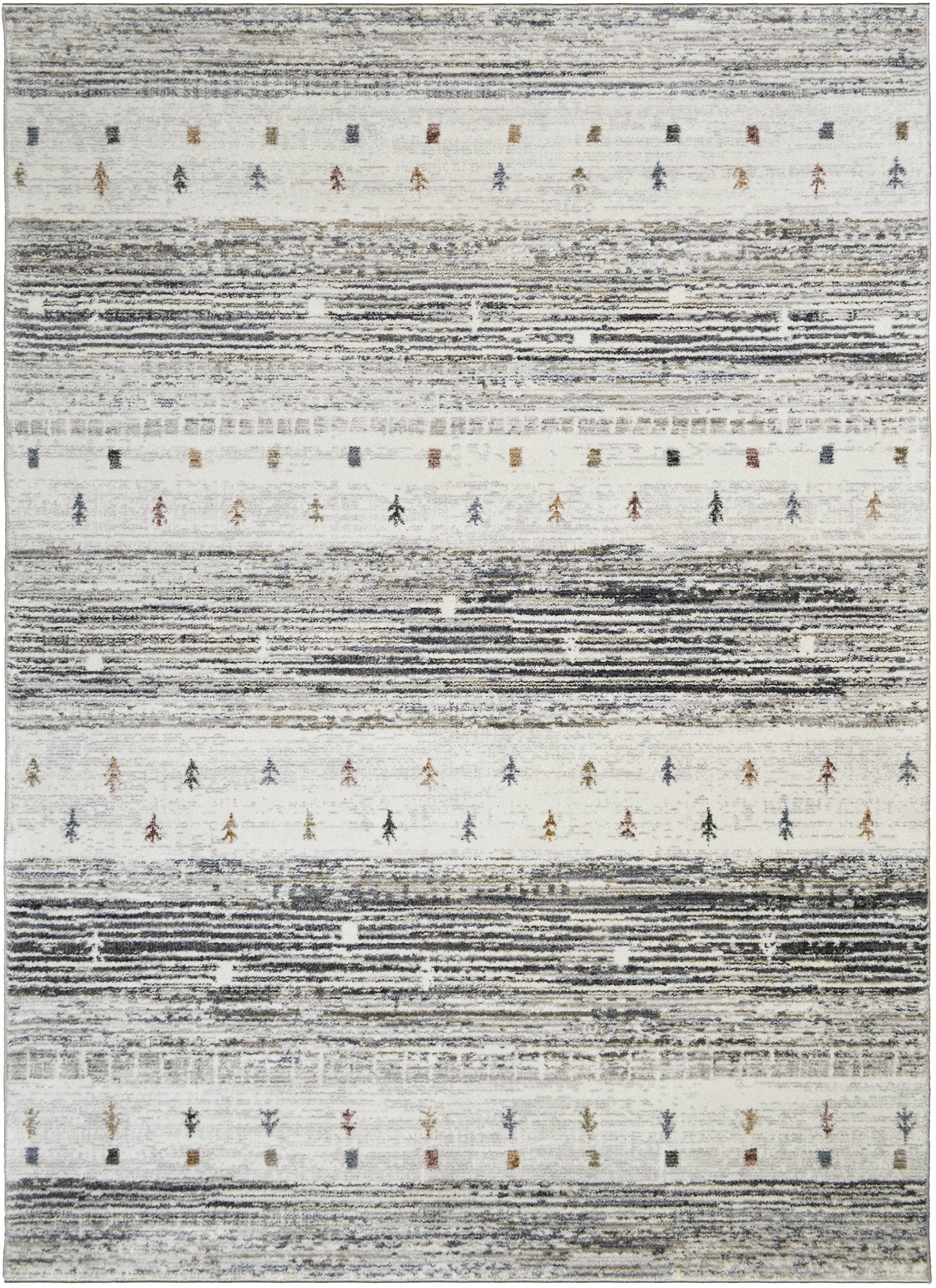 Athens Corinth Ivory 7'10"x10'10" Polyester Machine Loomed Area Rug 12mm pile height