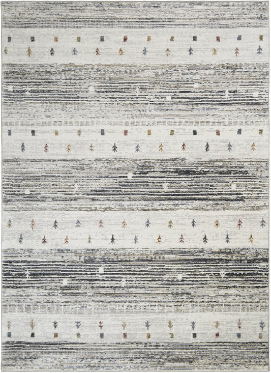 Athens Corinth Ivory 7'10"x10'10" Polyester Machine Loomed Area Rug 12mm pile height