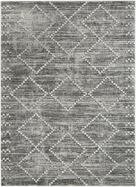 Athens Sparta Gray 7'10"x10'10" Polyester Machine Loomed Area Rug 12mm pile height