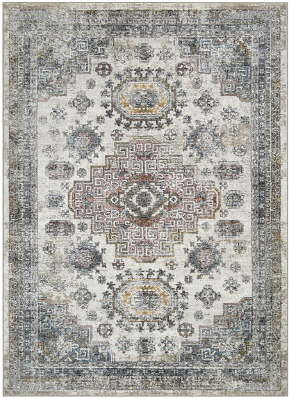 Athens Tripoli Taupe 5'3" Round Polyester Machine Loomed Area Rug 12mm pile height