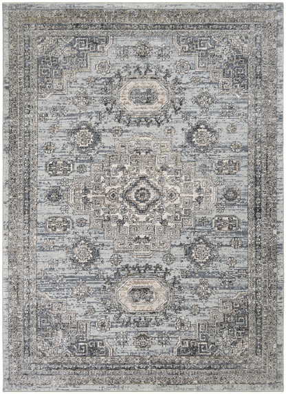 Athens Tripoli Blue 7'10" Round Polyester Machine Loomed Area Rug 12mm pile height