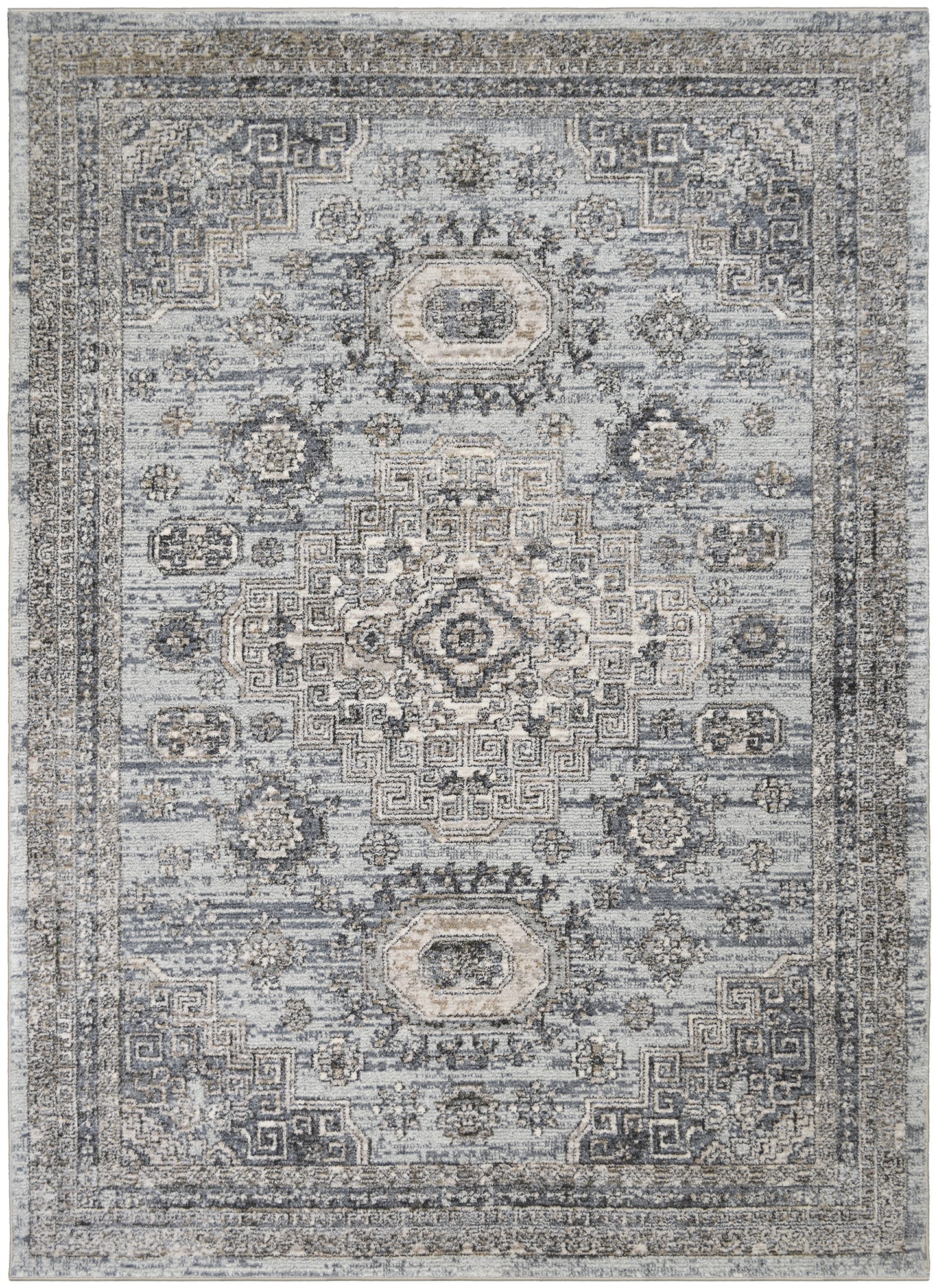 Athens Tripoli Blue 5'3"x7'10" Polyester Machine Loomed Area Rug 12mm pile height