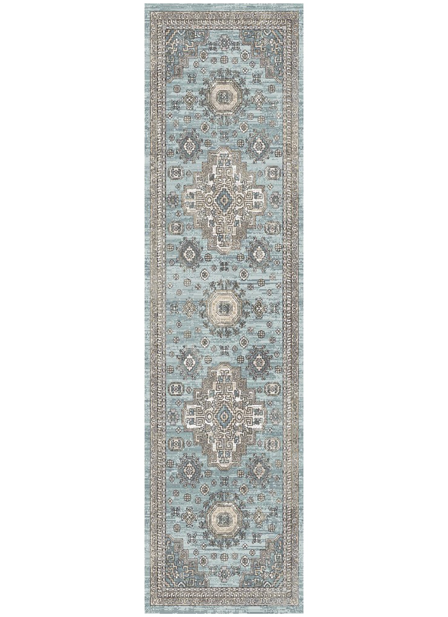 Athens Tripoli Blue 5'3" Round Polyester Machine Loomed Area Rug 12mm pile height