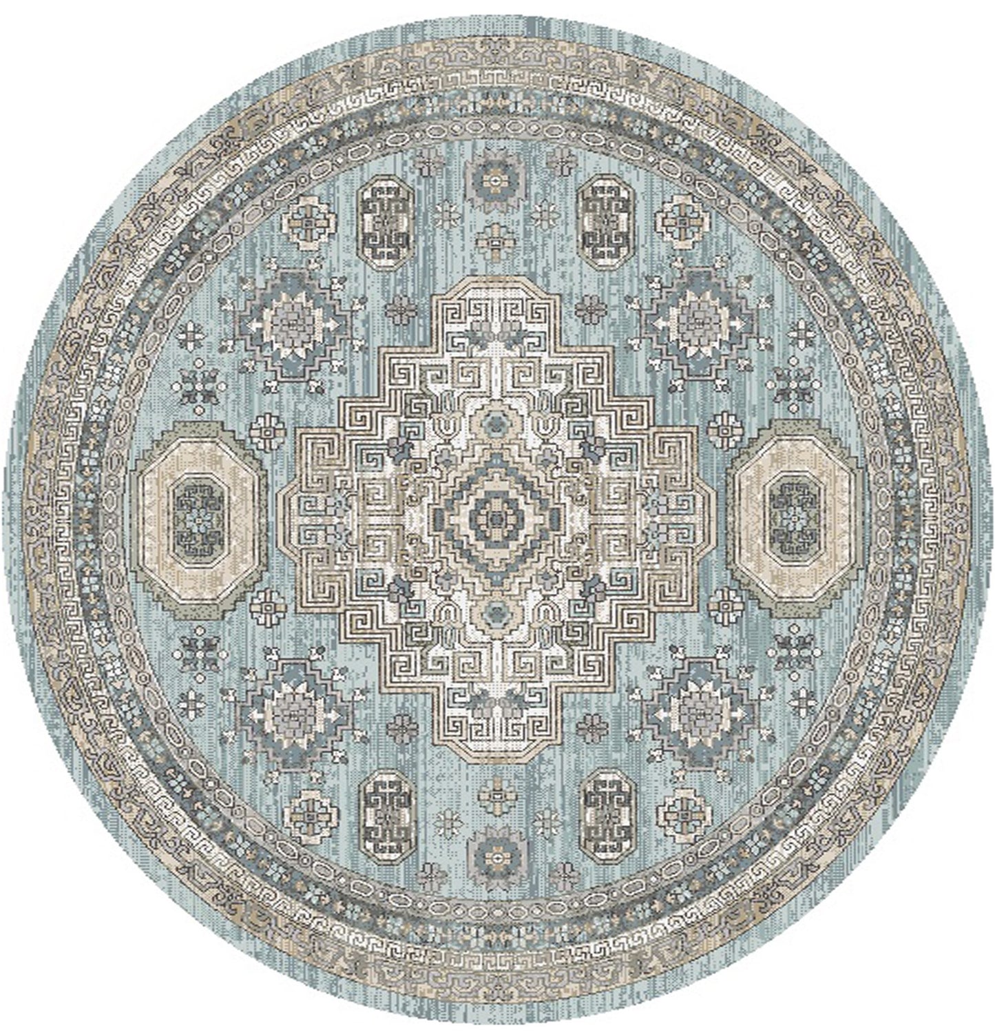 Athens Tripoli Blue 9'2"x12'6" Polyester Machine Loomed Area Rug 12mm pile height