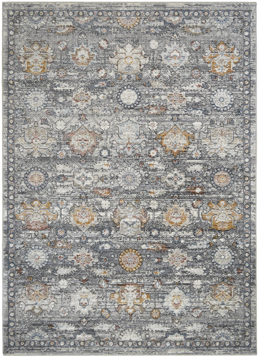 Athens Larissa Gray 7'10" Round Polyester Machine Loomed Area Rug 12mm pile height