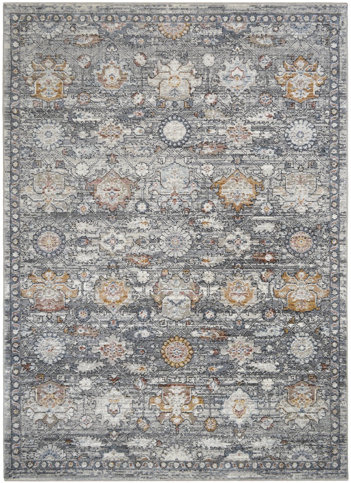 Athens Larissa Gray 5'3" Round Polyester Machine Loomed Area Rug 12mm pile height