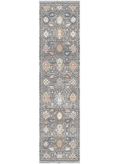 Athens Larissa Gray 5'3" Round Polyester Machine Loomed Area Rug 12mm pile height