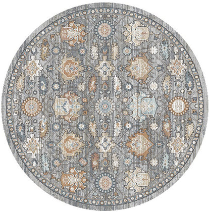 Athens Larissa Gray 7'10" Round Polyester Machine Loomed Area Rug 12mm pile height
