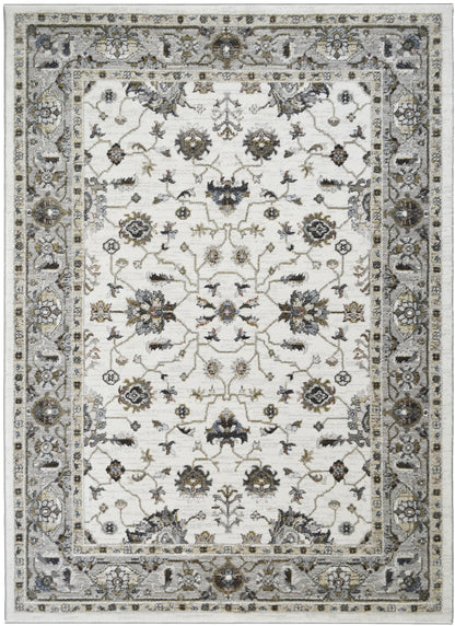 Athens Thessalonica Ivory 7'10" Round Polyester Machine Loomed Area Rug 12mm pile height