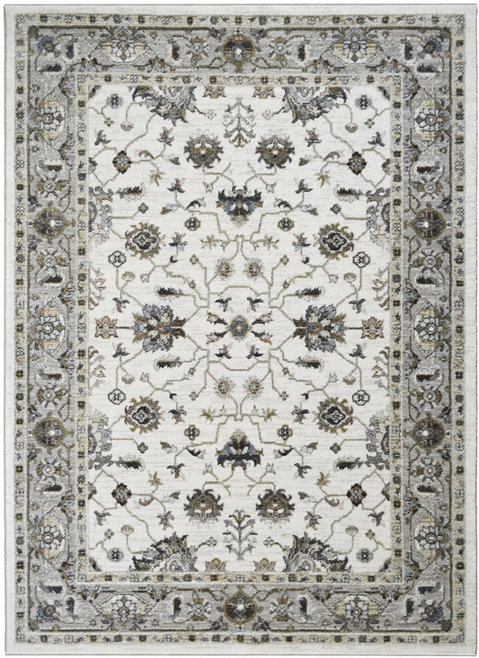 Athens Thessalonica Ivory 7'10" Round Polyester Machine Loomed Area Rug 12mm pile height
