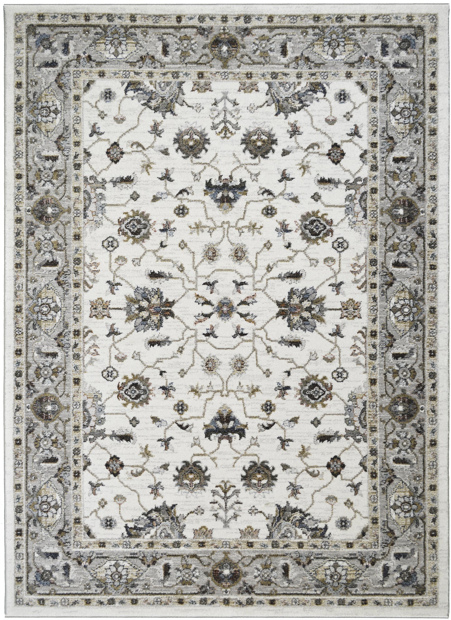 Athens Thessalonica Ivory 5'3" Round Polyester Machine Loomed Area Rug 12mm pile height