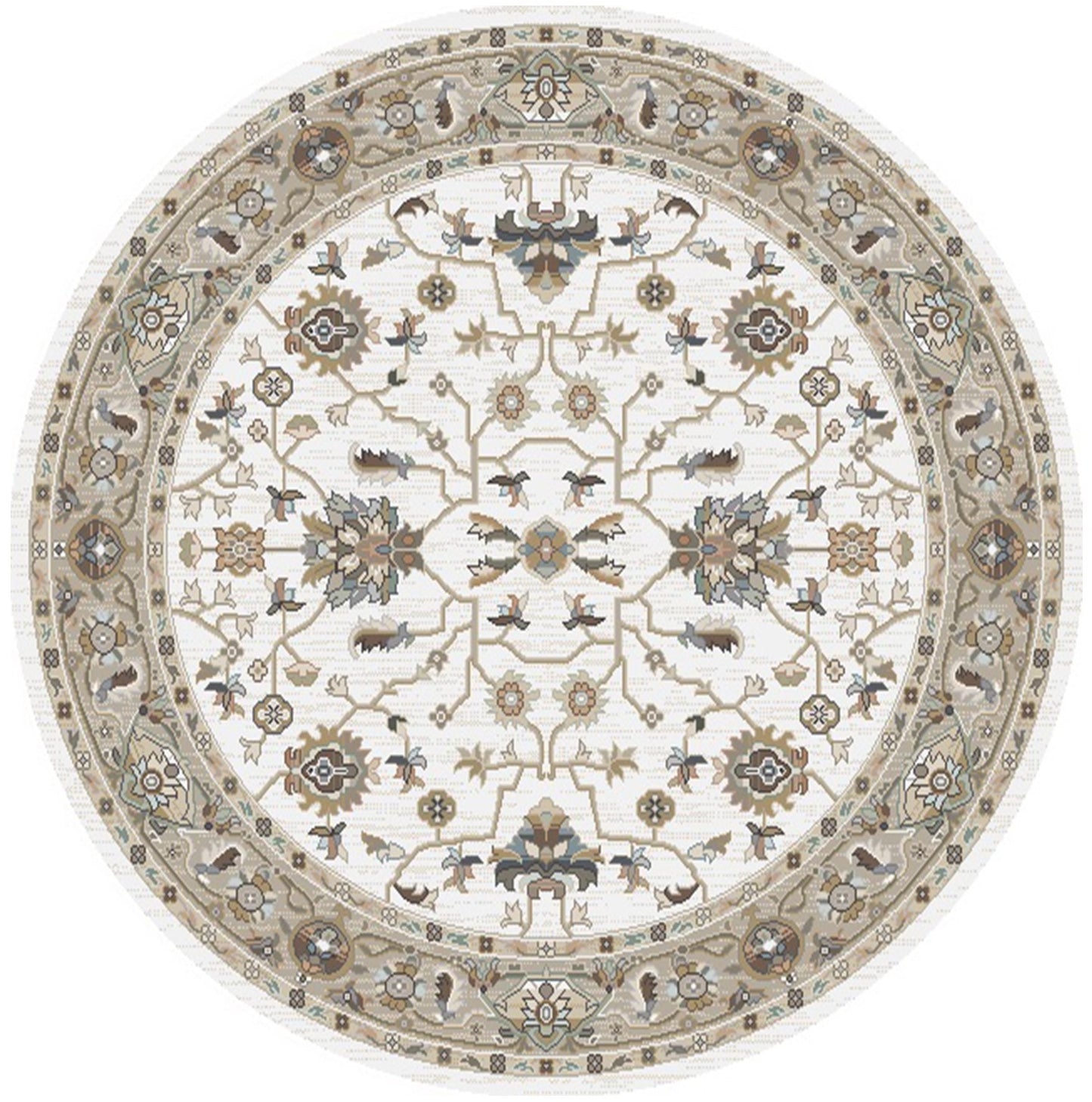 Athens Thessalonica Ivory 2'7"x7'7" Polyester Machine Loomed Area Rug 12mm pile height