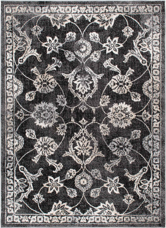 Augusta Evelyn Black 5'3"x7'3" 100% Freize Polypropylene Machine Loomed Area Rug 9mm pile height
