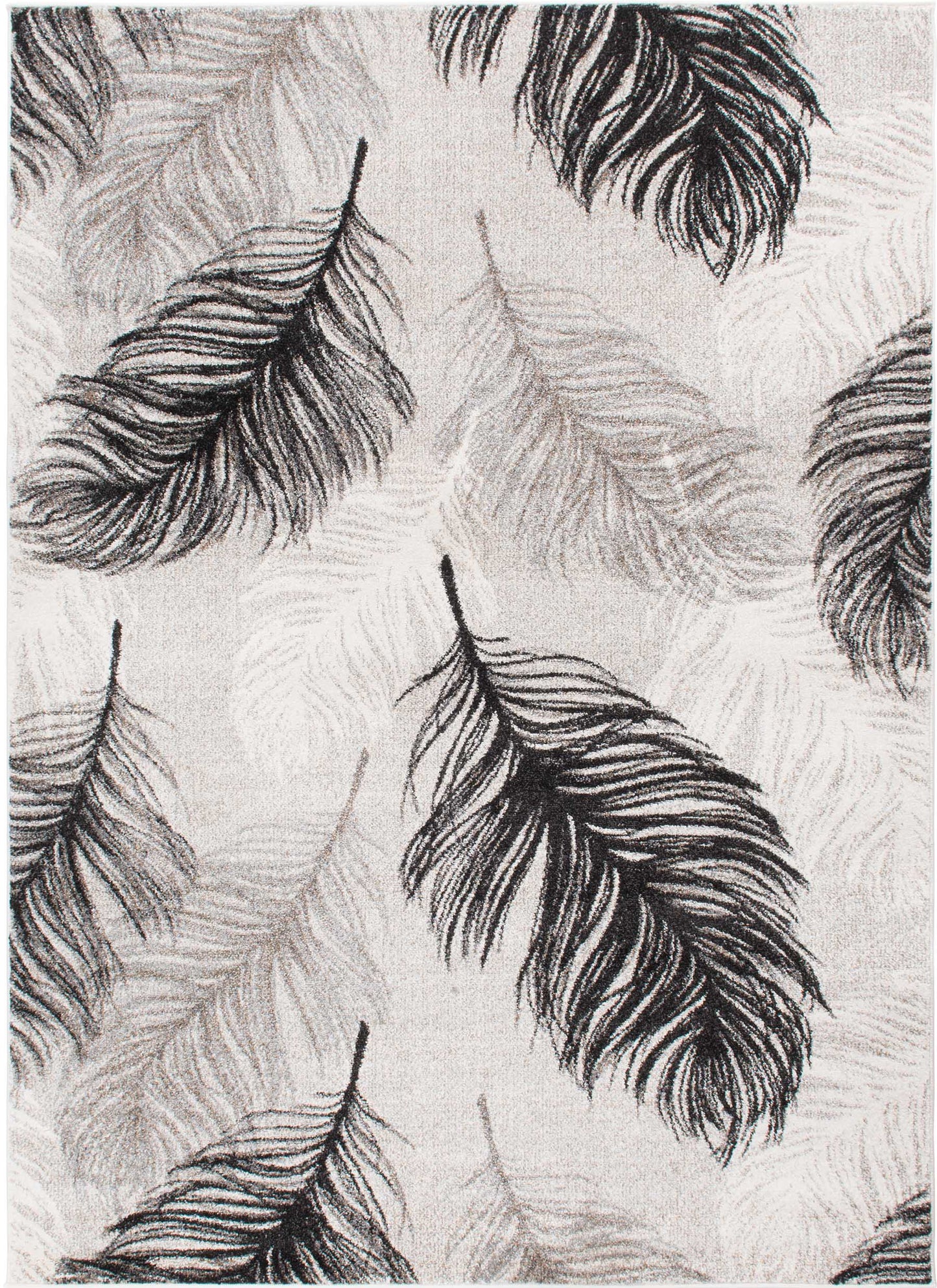 Augusta Quill Grey 5'3"x7'3" 100% Freize Polypropylene Machine Loomed Area Rug 9mm pile height