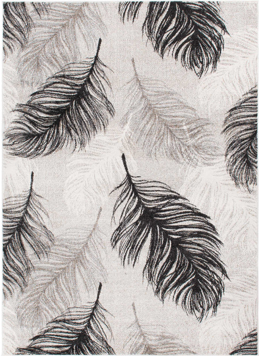 Augusta Quill Grey 5'3"x7'3" 100% Freize Polypropylene Machine Loomed Area Rug 9mm pile height