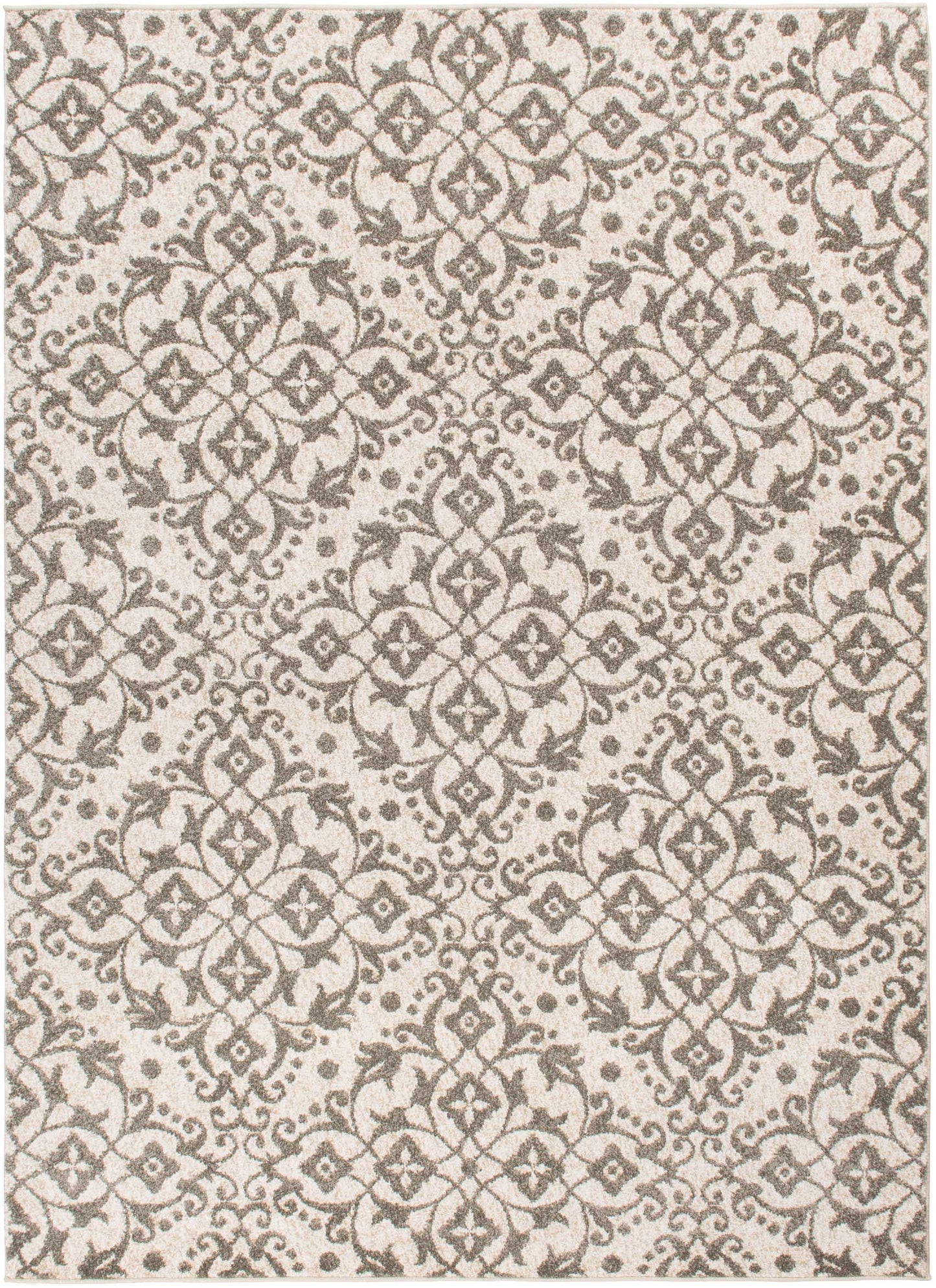Augusta Dominion Ivory/Grey 7'10"x9'10" 100% Freize Polypropylene Machine Loomed Area Rug 9mm pile height
