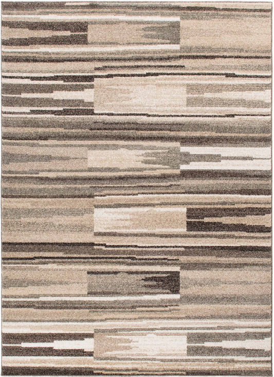 Augusta Rhythm Gray 5'3"x7'3" 100% Freize Polypropylene Machine Loomed Area Rug 9mm pile height