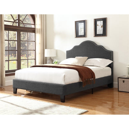 MADISON Complete Upholstered Full Bed; Charcoal