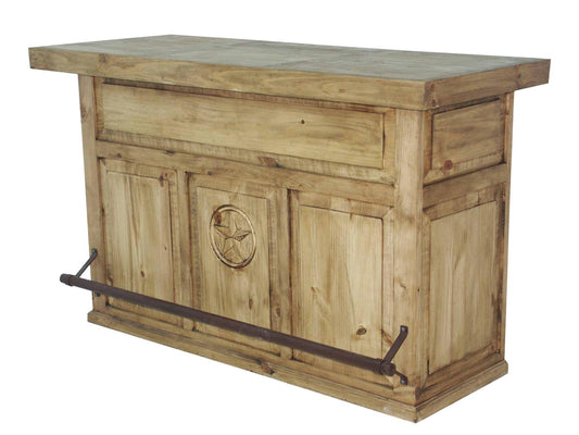 Natural Lone Star Ranch Bar with Handcarved Texas Star & Wine Rack