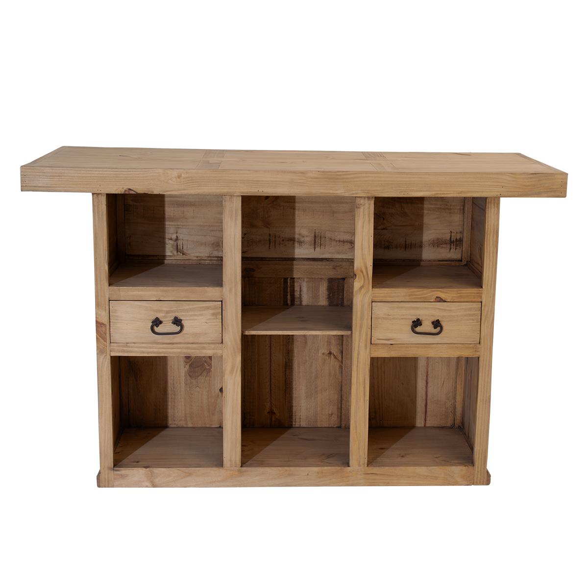 Natural Lone Star Ranch Bar with Handcarved Texas Star & Wine Rack