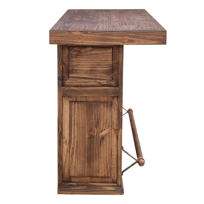 Motor City Wooden Home Bar with Hand-Carved Bull Horns and Built-in WHITE Ford Truck Tailgate 76"x24"x42", Rustic, Western