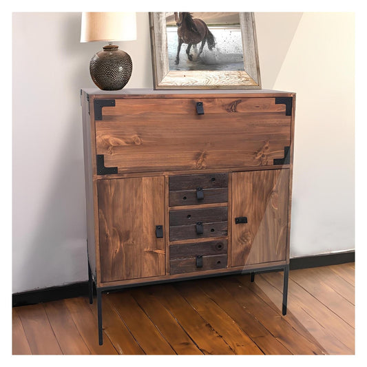 Mule Canyon Dark Walnut Wine Cabinet
