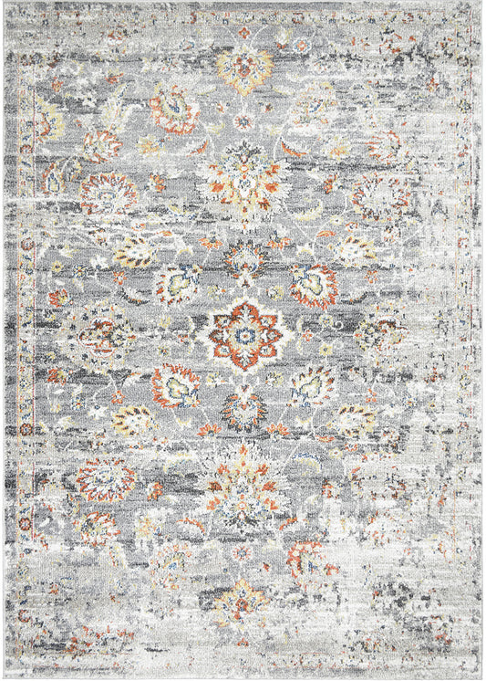 Barcelona Mateo Gray 7'10"x9'10" 100% Polypropylene Machine Loomed Area Rug 13mm pile height
