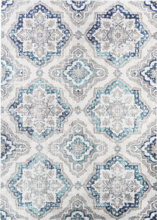 Barcelona Terrazzo Ivory 9'2"x12'10" 100% Polypropylene Machine Loomed Area Rug 13mm pile height