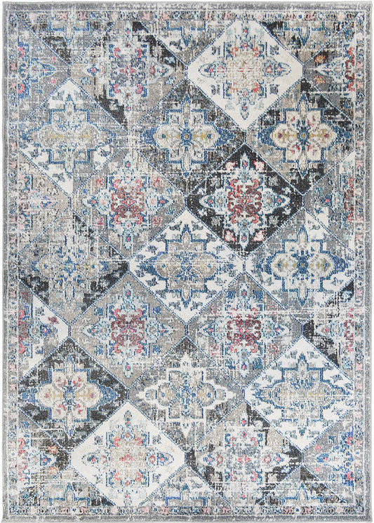 Barcelona Porcelain Gray 9'2"x12'10" 100% Polypropylene Machine Loomed Area Rug 13mm pile height