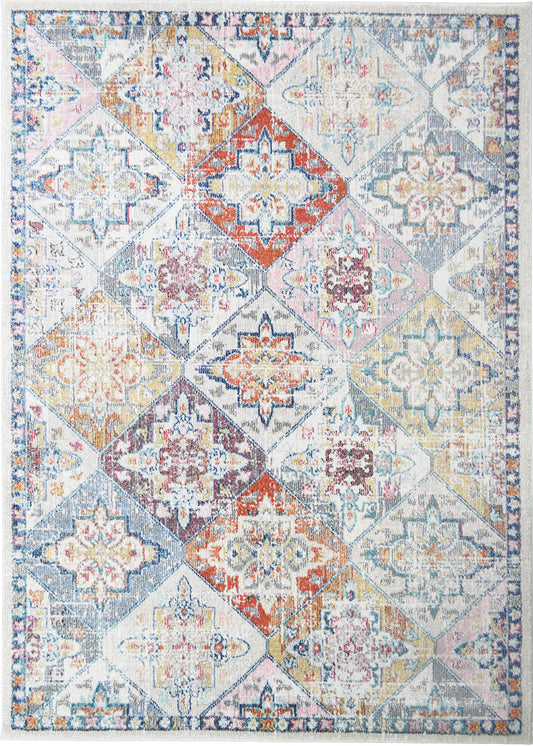 Barcelona Porcelain Multi 7'10"x9'10" 100% Polypropylene Machine Loomed Area Rug 13mm pile height