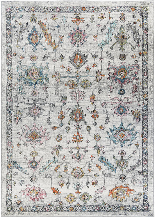 Barcelona Lucia Ivory 5'3"x7'3" 100% Polypropylene Machine Loomed Area Rug 13mm pile height