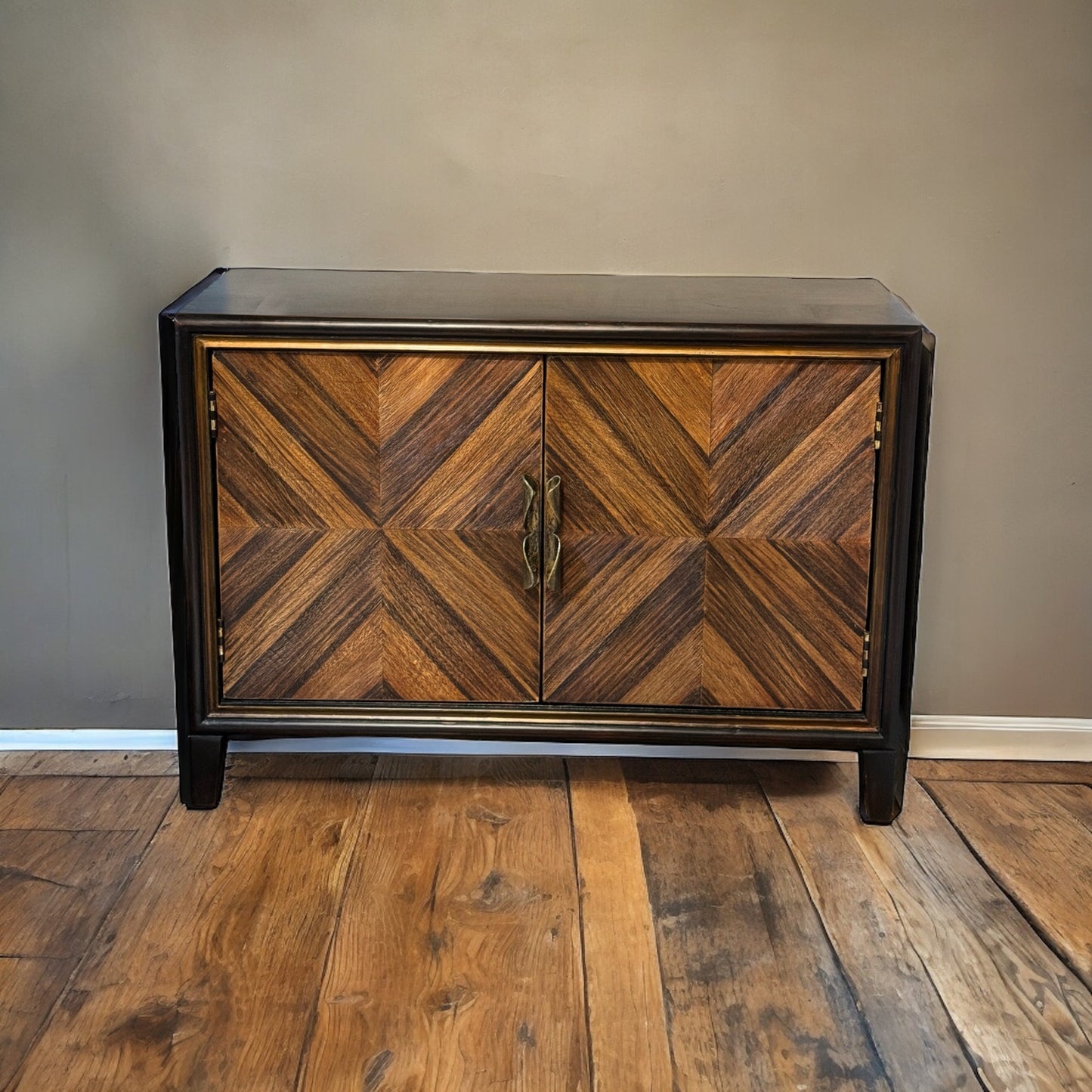 Granville Chest, Dark Espresso, Handcrafted Chevron Wood Veneer Fronts With Brass Hardware