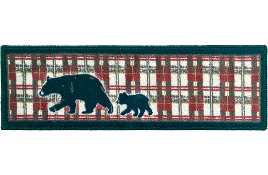 Cozy Cabin Bear Stair Tread 9"X30" Washable ; (Pack of 13), Made in the USA, 8mm pile height