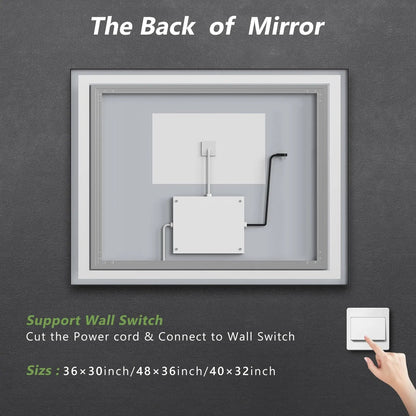 Black Aluminum Framed LED Bathroom Mirror (30-50 in) - Adjustable Brightness and Color Temperature - Anti-Fog