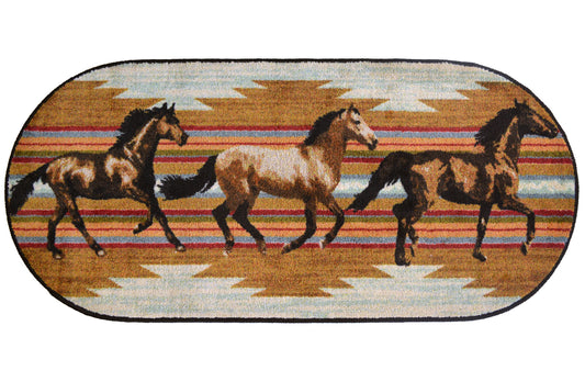 Cozy Cabin - Gallop 20"x44" Oval- Washable; Slip-Resistant Back, Made in the USA, 8mm pile height