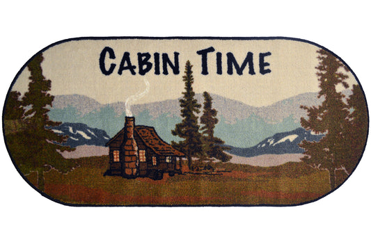 Cozy Cabin Cabin Time 20"x44" Oval Washable, Made in the USA, 8mm pile height