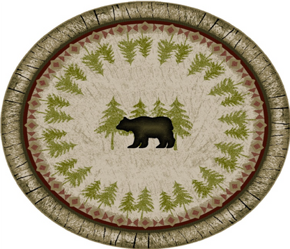 Cozy Cabin - Birch Bear 5'x7'- Washable; Slip-Resistant Back, Made in the USA, 8mm pile height