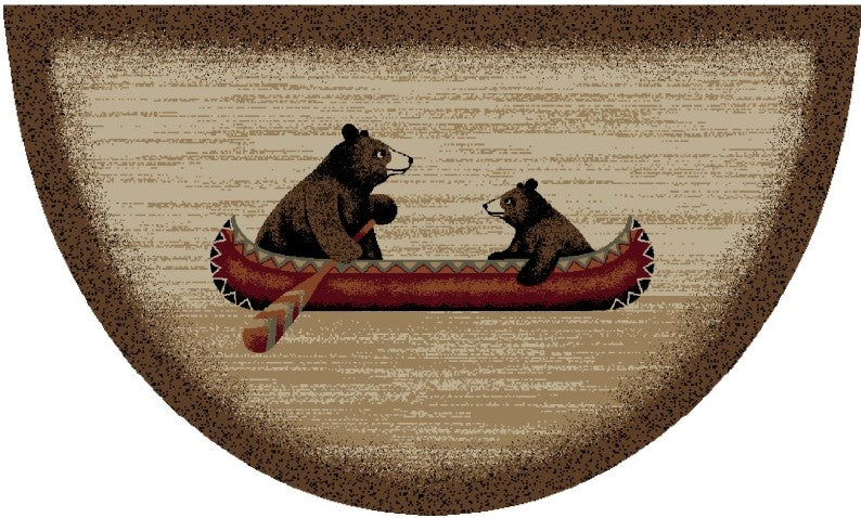 Cozy Cabin - Bear Canoe 30"x46"- Washable; Slip-Resistant Back, Made in the USA, 8mm pile height