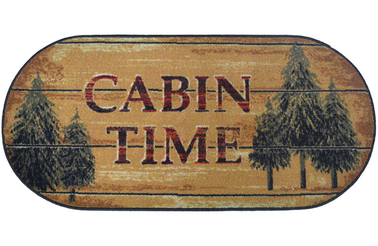 Cozy Cabin Pine Cabin 20"x44" Oval Washable; Slip-Resistant Back, Made in the USA, 8mm pile height