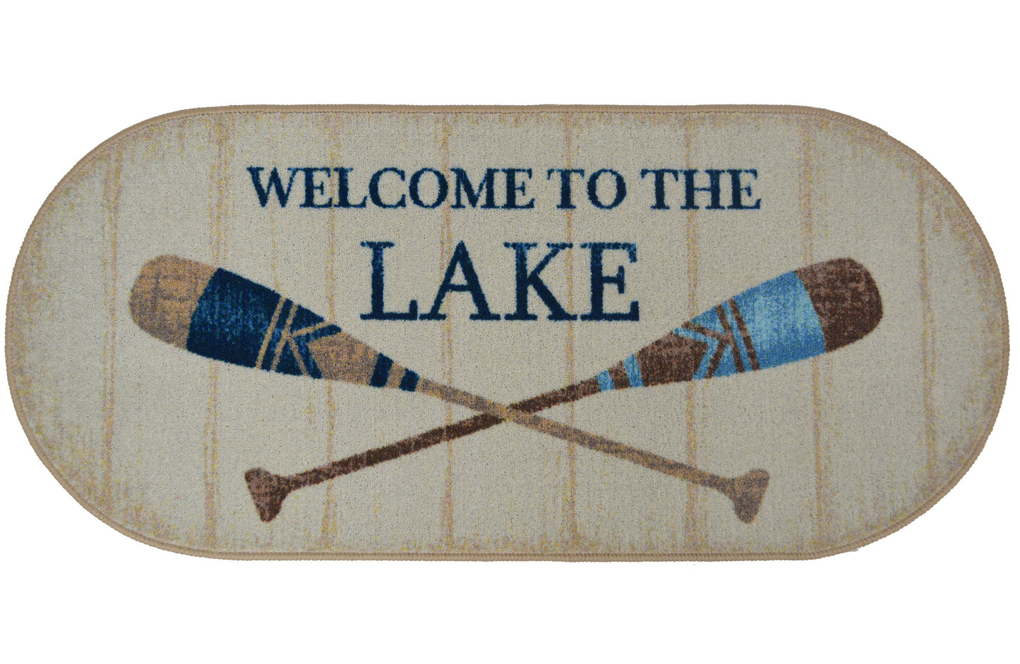 Cozy Cabin Welcome to the Lake 20"x44" Oval Washable, Made in the USA, 8mm pile height
