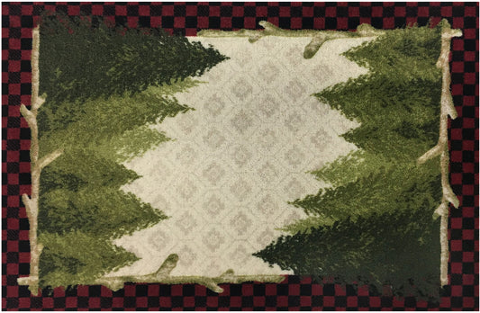 Cozy Cabin Pine Plaid 30"x46" Washable; Slip-Resistant Back, Made in the USA, 8mm pile height