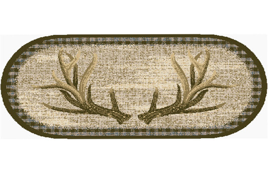 Cozy Cabin Trophy Rack 20"x44" Oval Washable, Made in the USA, 8mm pile height